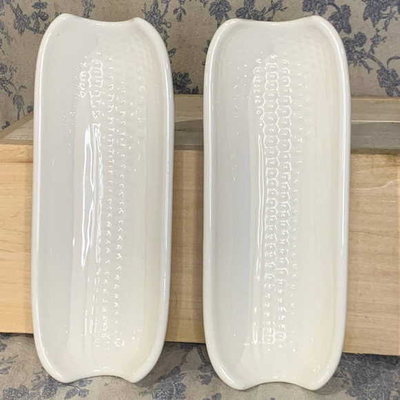 Set of 2 Pfaltzgraff 46 Ceramic Footed Corn Holders - Picture 1 of 5